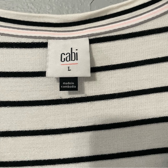 CAbi 5746 Relax Game Day Striped Long Sleeve Top Sweatshirt Black White Large - Picture 12 of 15